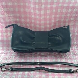 Elegant Black Bow Clutch with detachable strap